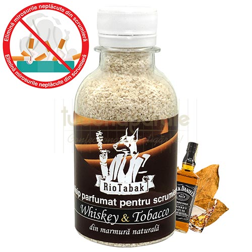 Recipient cu 200 grame de nisip parfumat pentru scrumiere cu aroma de Whiskey & Tobacco marca RioTabak